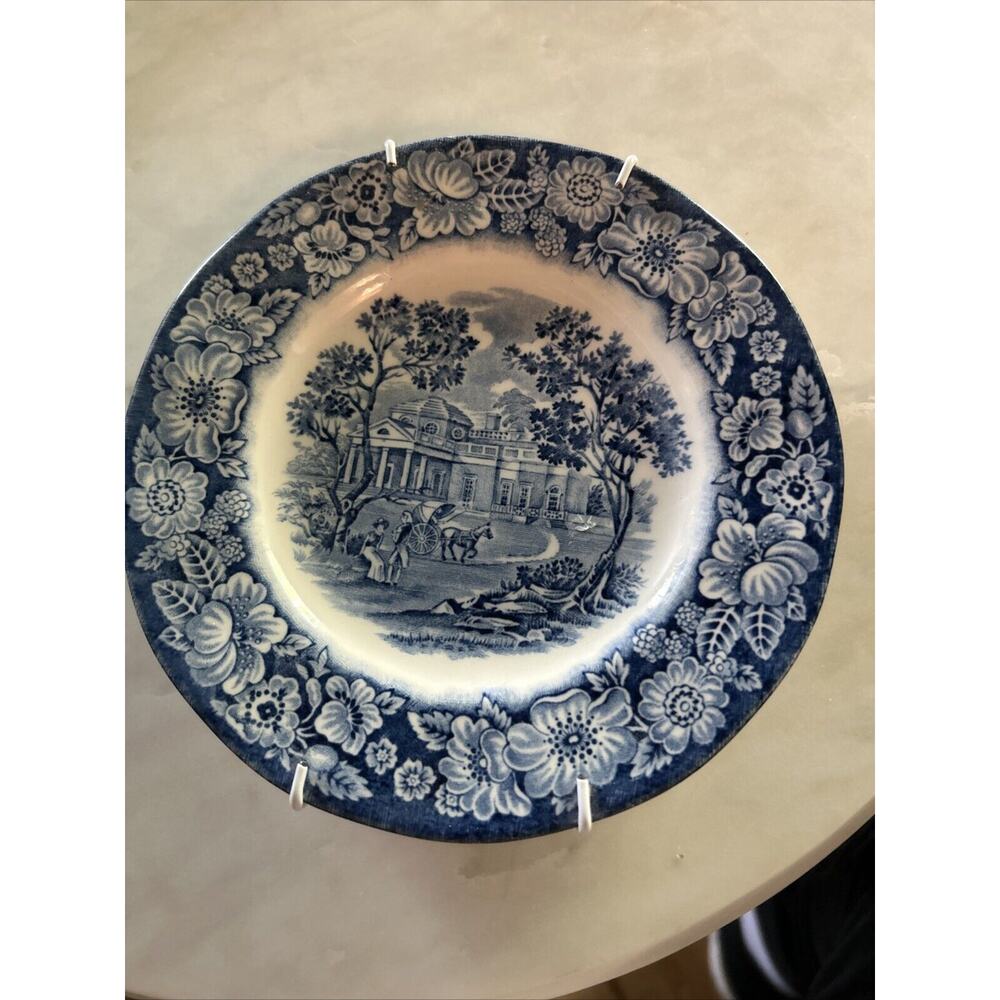 Liberty Blue Independence Hall Colonial Scene Staffordshire Ironstone Plate mini